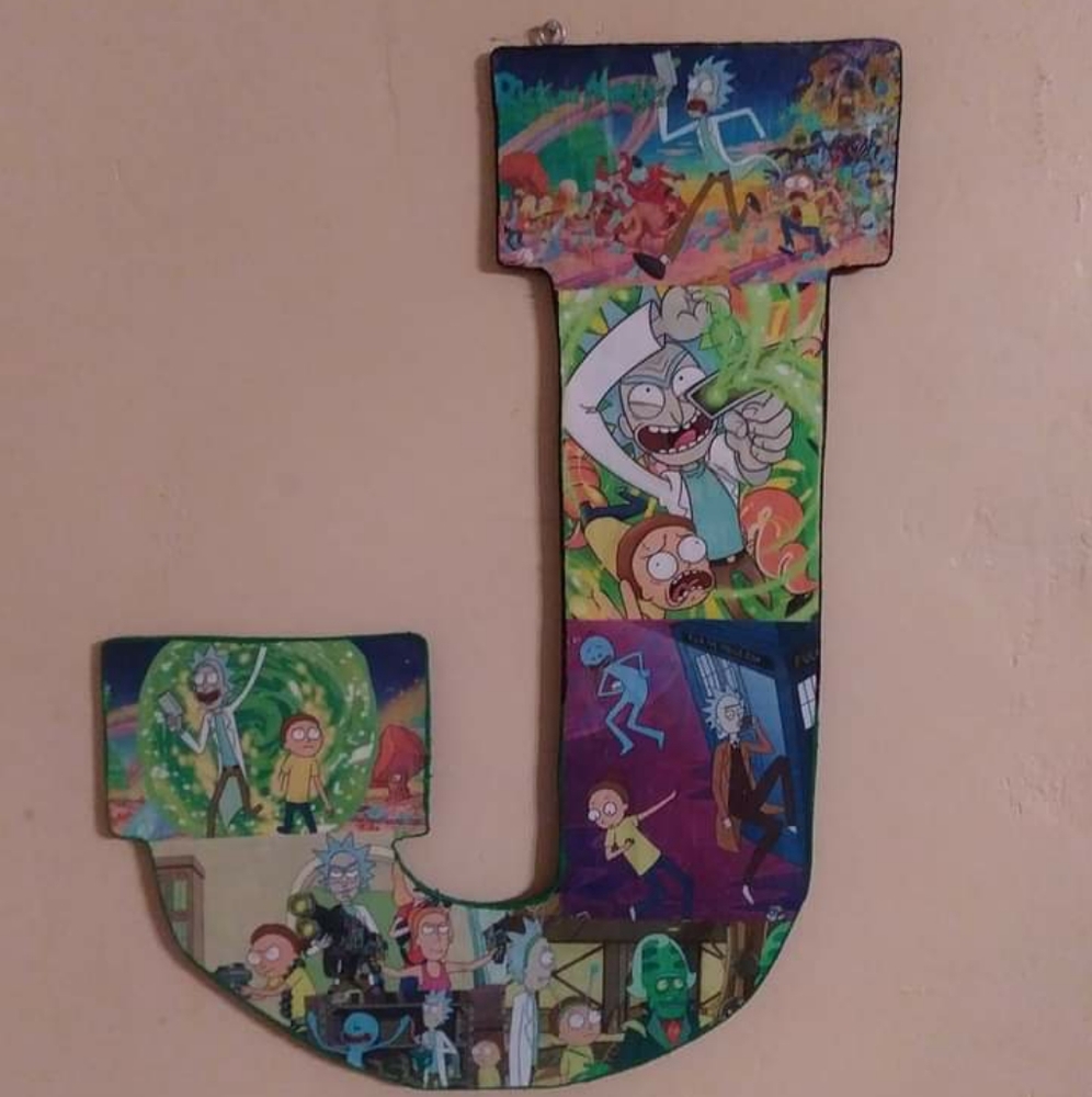 Rick and Morty wooden letter J
